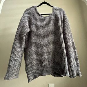 Grey Back Twist Sweater